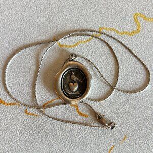 Pyrrha Martlet & Heart Silver Talisman Pendant Necklace